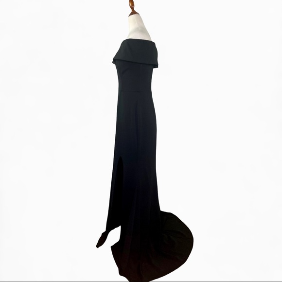 BHLDN Delice Off-the-Shoulder Crepe Dress in Black Size 8 Flared Hem - Picture 9 of 15